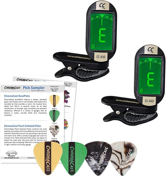 ChromaCast CC-440-VC-2PK-KIT-1 Clip on Chromatic Tuner with Pick Sampler, Vanilla Cream, 2 Pack