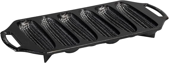 Lodge Pre-Seasoned Cast Iron Cornstick Pan, 6-Well, 14 Inches | Seasoned Cast Iron Bakeware with 6 Wells for Crispy Cornstick Cornbread, Dual Handles, Oven Safe, Made in USA