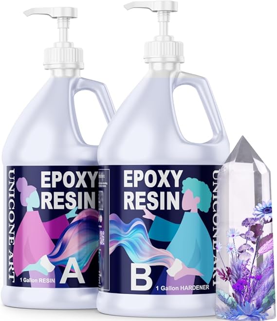 Epoxy Resin Kit 2 Gallon (1 Gal Resin + 1 Gal Hardener) Art Resin Epoxy Craft Kit Gift - Non-Toxic, Crystal Clear, Odor-Free, UV Resistant, High Gloss (2gal)