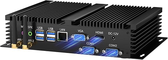 Industrial Mini PC, Fanless Desktop Computer i5-1135G7 Upto 4.2GHz, Win-11 Pro, 16G DDR4, 256G NVME SSD, 2xCOM RS232, HDMI/VGA Support 4K, Gigabit Ethernet, WiFi6, BT5.2, Full Metal Case