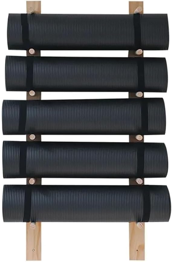 Wooden Yoga Mat Holder Wall Mount, Wood Yoga Mat Storage Rack as Shoe Hanger, Yoga Mat Organizer, or Gym Shelf for Home Gym Wall Storage
