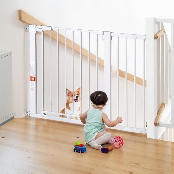 COMOMY 29.5-43.3" Baby Gate Extra Wide for Stairs Doorways