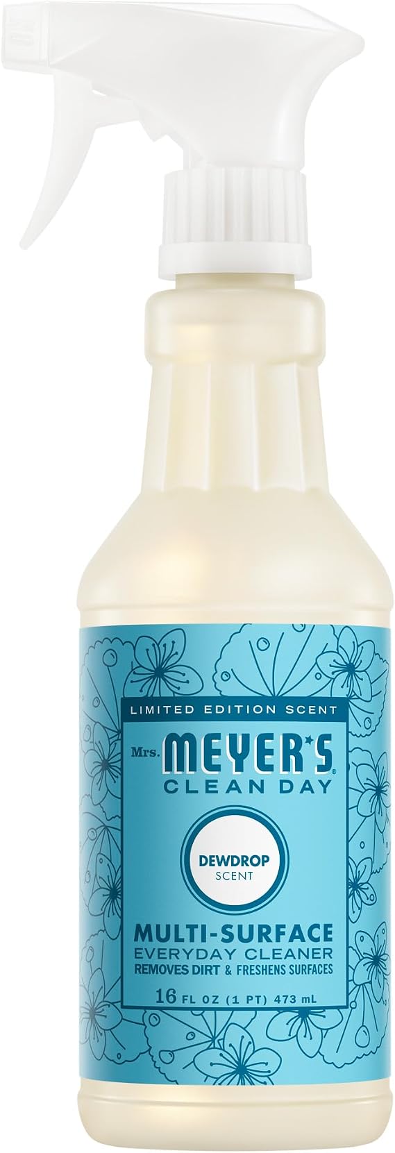 MRS. MEYER'S CLEAN DAY Multi-Surface Cleaner, Dewdrop Scent, 16 fl oz | Removes Dirt and Freshens Surfaces, Everyday Use, All-Purpose Cleaner, Cruelty Free, Made with Essential Oils