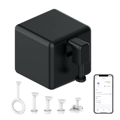 Smart Switch Button Pusher: Bluetooth Fingerbot Plus with Toolkit for Any Buttons & Switches, App Control, No Wiring Switch Bot Button, Add a Blutooth Hub Compatible with Alexa Google Home (Black)