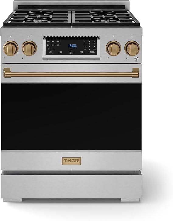 Gordon Ramsay by THOR Kitchen 30 Inch Professional Liquid Propane Range with Tilt Panel Touch Control in Stainless Steel/Bronze