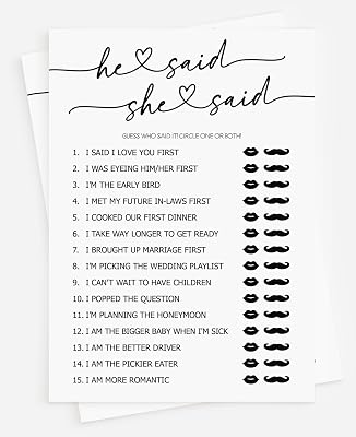 All Ewired Up 50 He Said She Said Game 50-Cards Wedding Bridal Shower, Fun Bachelorette, Rehearsal Dinner, Minimalist