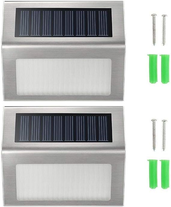TDA Outdoor Solar Lights, 3 LED Solar Bright Deck Step Light Outdoor Waterproof Stainless Steel Garden Lamp for Deck Posts, Staircase, Porch, Garden, Fence, Path, Patio, Walkway or Driveway (4 Pack)