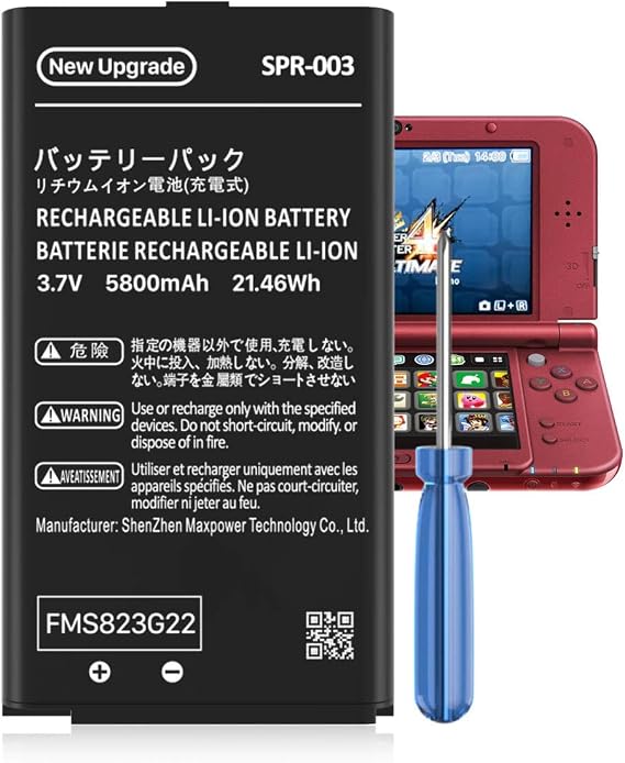 SHENMZ SPR-003 Battery for Nintendo 3DS XL New 3DS XL LL Game Console, (2026 New Version) Ultra High Capacity 5800mAh Li-ion Replacement Battery for
