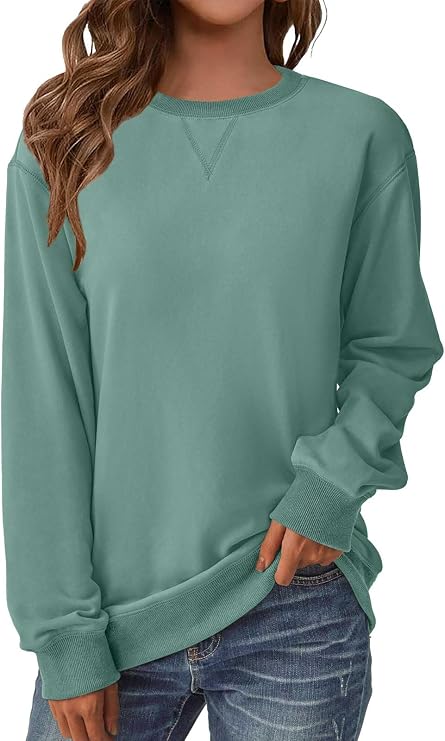 GKBK Womens Long Sleeve Sweatshirt Casual Crew Neck T Shirt Cute Pullover Tops Lightweight Loose Fit Sweater 2026 Fall Outfit