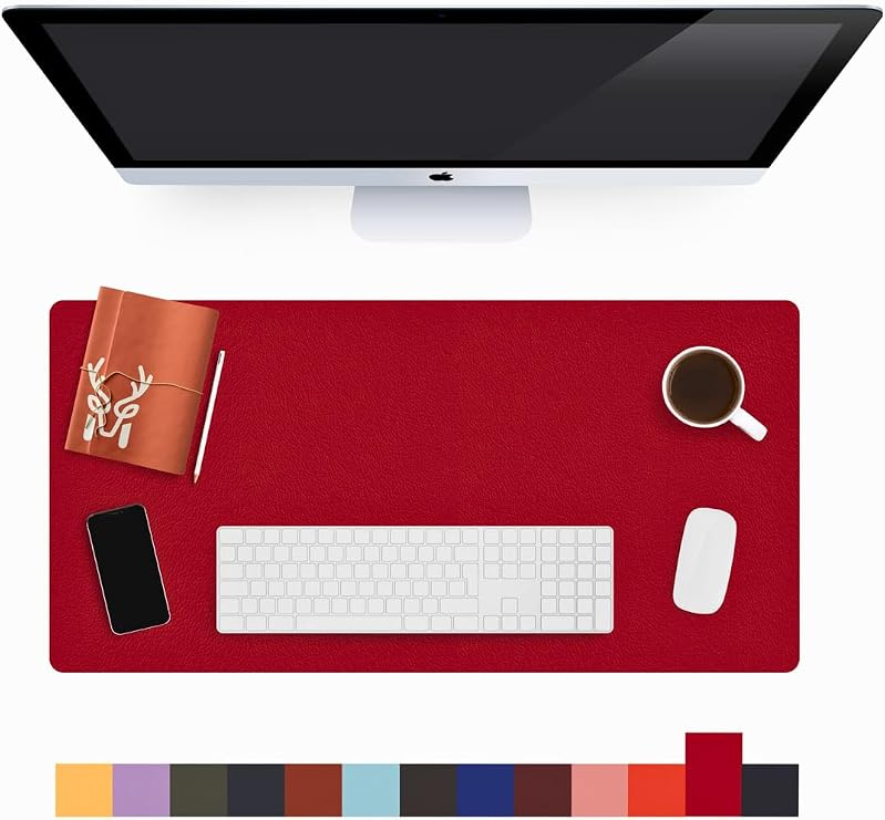 Modica Lindos Deri Masa Pedi, Büyük Mouse Pad, Gaming Oyuncu Mause Pad, Ofis Ve Ev İçin Masa Altlığı, Kırmızı