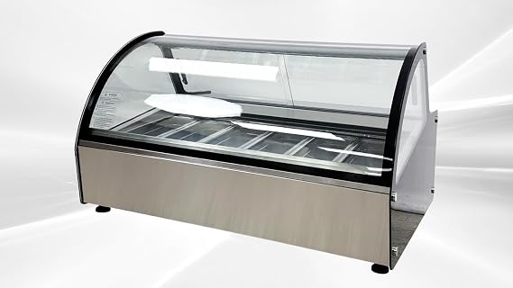 Commercial Gelato Chest Freezer, ETL All-Purpose Compact Deep Freezer Ice Cream Dipping Cabinet Counter Top Showcase, 6 Pans, Restaurant Grocery Kitchen 41" W