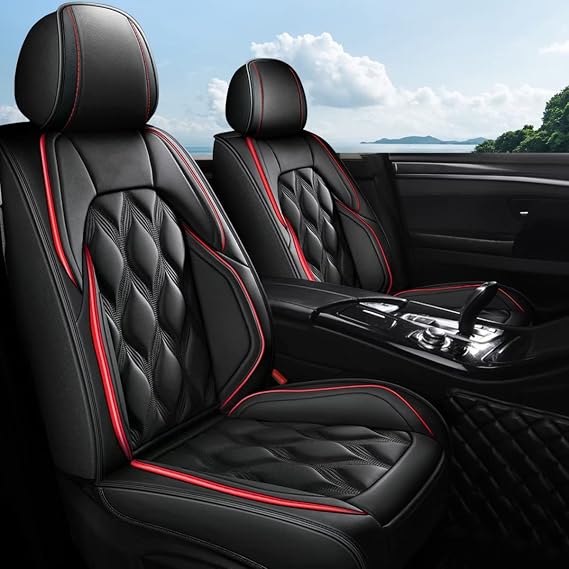 AOMSAZTO Car Seat Covers,2 Front Seats Custom Fit for Mitsubishi Mirage 2015-2025 2026,Leather Car Seat Cover Seat Cushion Protector,Airbag Compatible Waterproof Black