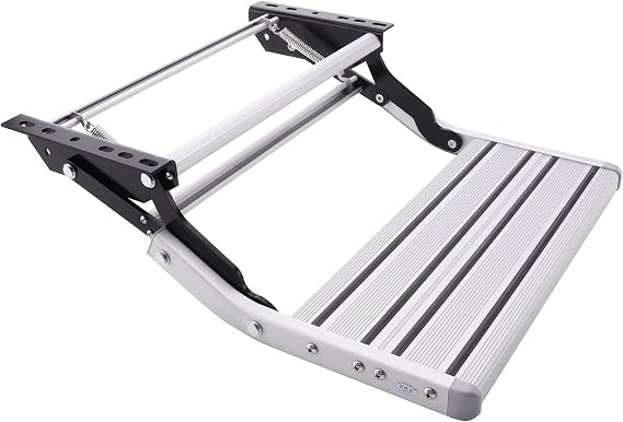 Manual Folding RV Step Single Ladder Retractable Entry Stair | Aluminum Alloy, Fit for RV Camper Van Motorhome Travel Trailer