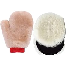 Gracefur Car Wash & Polish Combo: Soft Sheepskin Mitt + 7" Wool Buffing Pads