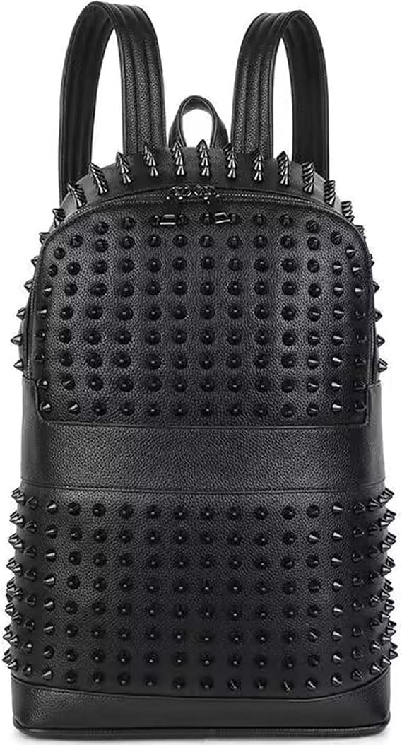 Backpacks for Women and Men Vintage Rucksack Rivet Studded Shoulder Purse Zipper Handbag Unisex Daypack Dayback Bag