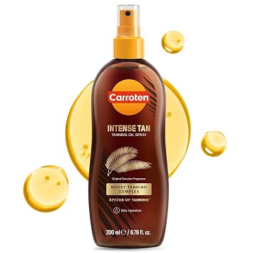 Carroten Intensive Tanning Oil Spray | Browning Oil Tan Accelerator | Vitamin E with Carrot & Coconut Oils | Water-Resistant, Silky Hydration | Coconut Fragrance | Made in Greece | 6.7 oz