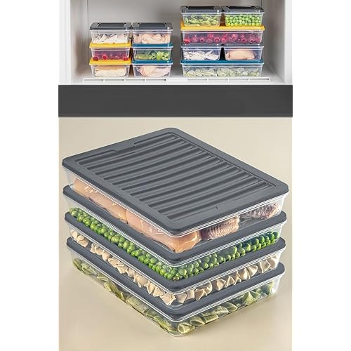 Orret Home 4 Pieces Refrigerator Organizer, Multi-Purpose Storage Container for Refrigerator, Fresh Box, Transparent and Adjustable, Keeping Foods Fresh Feature, Kitchen Organizer 2400 Ml