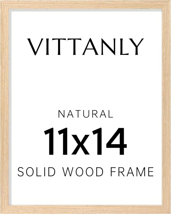 Vittanly 11x14 Picture Frame, Solid Wood Frame with Plexiglass, Natural
