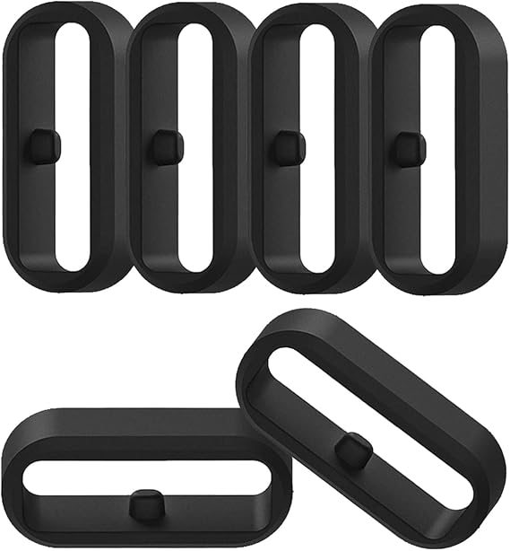 Fastener Ring for Garmin Vivoactive 3/Vivoactive 5/Forerunner 645 245/Venu,Venu2,Venu Sq/Vivomove,Vivomove HR,Vivomove 3/Fenix 6S Fenix 5S Bands 6Pack Silicone Connector Security Loop Holder, Black