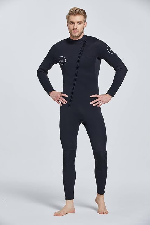 Mens 3mm Neoprene Wetsuit, Full Body Diving Suit Front Zip Wetsuit for Diving Snorkeling Surfing Swimming