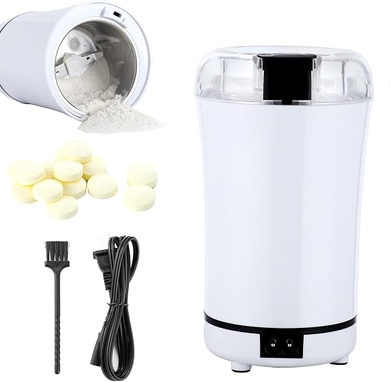 Multifunctional Electric Pill Crusher Grinder-Fine Powder Electronic Pulverizer for Small and Large Medication and Vitamin Tablets-Use for Feeding Tube, Kids,Elderlyor Pets (White 1)
