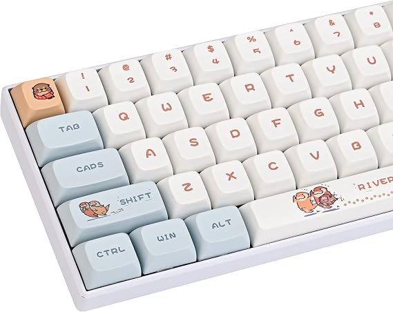 PBT Dye Sub Keycaps, 127 Key XDA Profile Key caps, Custom Keyboard Keycap 75 Percent, Cute Key Cap Set for Cherry MX Swithes Mechanical Keyboard (Otter)