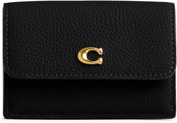 Coach Women's Essential Polished Pebble Mini Trifold Wallet B4/Black, One Size