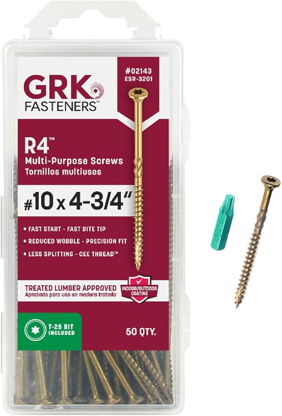 GRK Fasteners R4TM #10 x 4-3/4" Multi-Purpose Framing Screws, 50 PCS