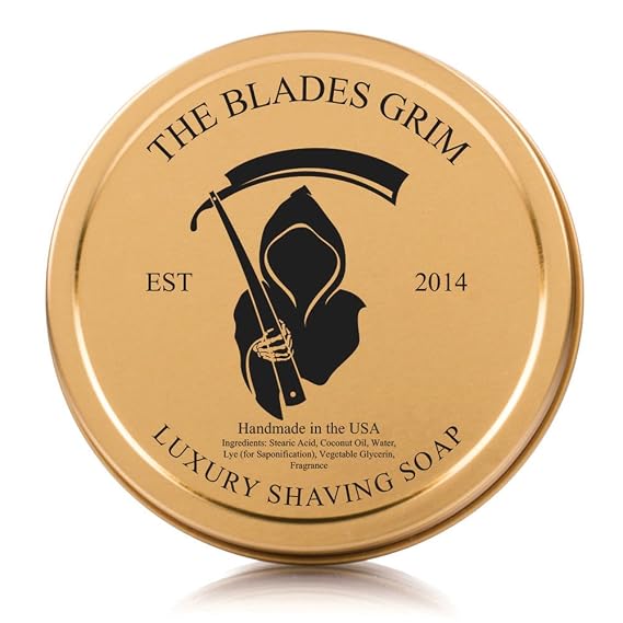 The Blades Grim Luxury Shave Soap, Handmade in the USA (Smolder, 4oz)
