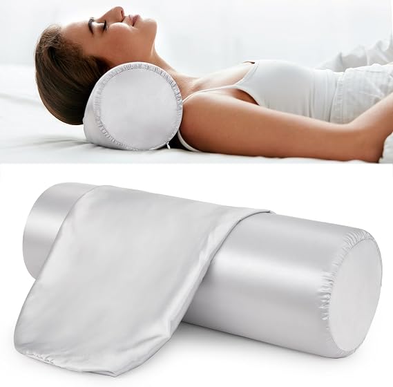 Noverlife 2 Pack Round Neck Pillow Case Covers, Satin Pillowcase, Only Case