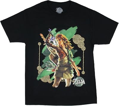 Legend of Zelda Mens Tears of The Kingdom Link Character Design Adult T-Shirt
