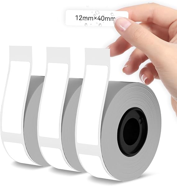 D30 Label Maker Tape, 12 x 40 mm (0.47 x 1.57 Inch) 125 Labels/Roll, Multi-Purpose Labels for for D30, Black on White Sticker Thermal Paper