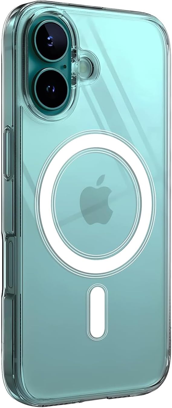 Transparent Case Compatible with Magsafe for Minesk iphone 16 Plus Crystal Clear Material Polycarbonate Back Part and Silicone Edges Wireless Wireless Charging Assisted Case Cover (16 Plus)