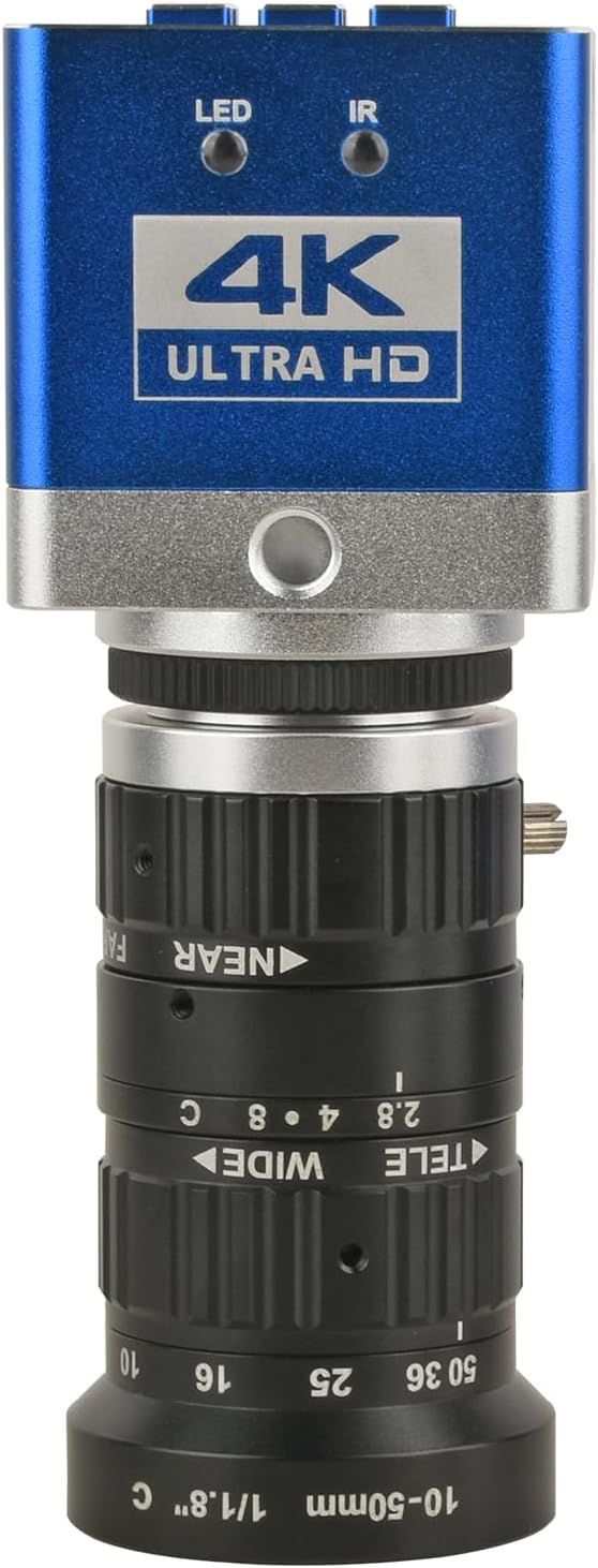 4K HD Microscope Industrial Camera 8.3 Million Pixels HDMI/Type-C Output 10-50mm Lens