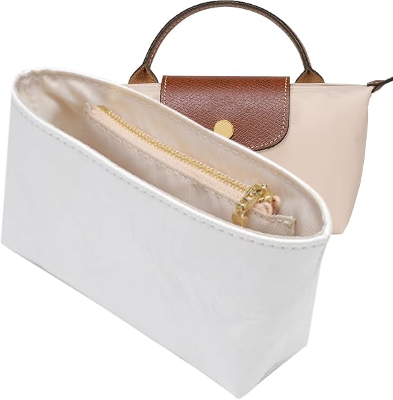 Purse Organizer Insert for Longchamp XS, DupontPaper Anti-Sag | fits Longchamp Mini Le Pliage, Xtra, Original, Green, XS, DupontPaper material, lightweight, prevents sagging, zipper pocket