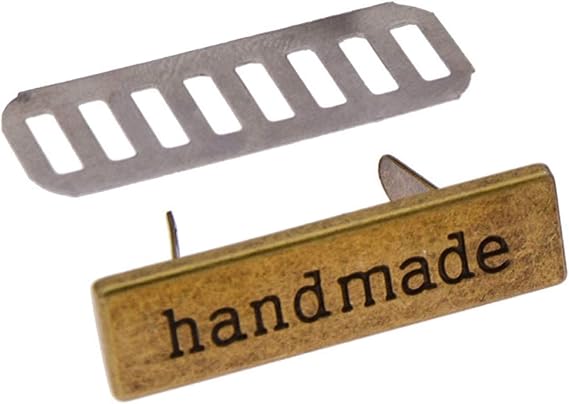 Multi-Purpose 10Pcs Handmade Metal Labels Tags for Clothes Jeans Shoes Bags Rectangle Hand Made Printed Labels DIY Sewing Crafts DIY Craft Accessories (Color : A Bronze)