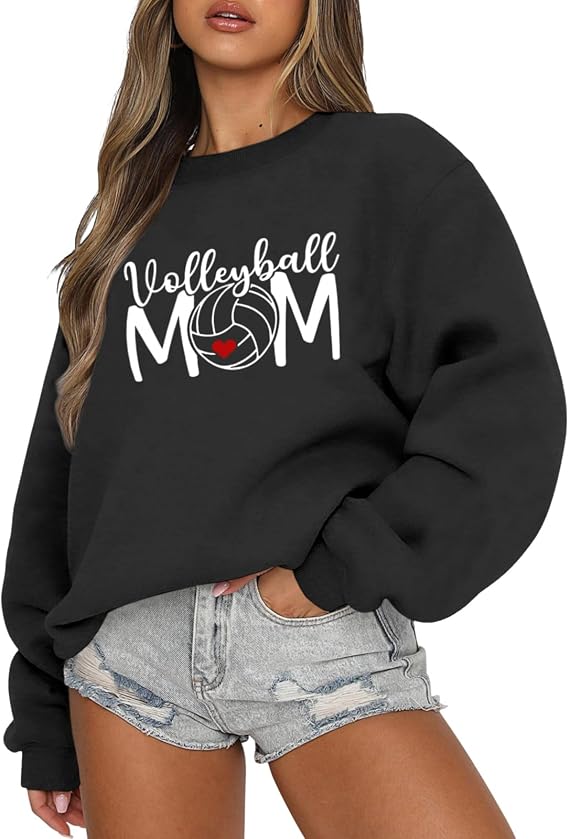 Volleyball Mom Sweatshirts for Women Mama Graphic Sweatshirt Volleyball Gifts Game Day Crewneck Pullover Hoodies