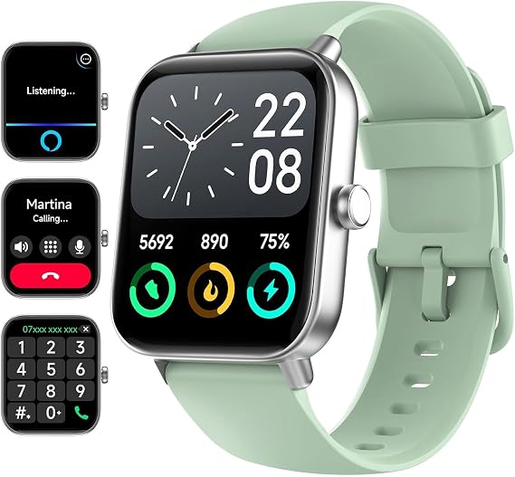 aeac Smart Watches for Women Men Android & iPhone, Alexa Built-in, 1.8" Touch Screen Smartwatch with Answer/Make Calls, Fitness Watch with IP68 Waterproof Heart Rate/Sleep Monitor, 120+ Sport Modes