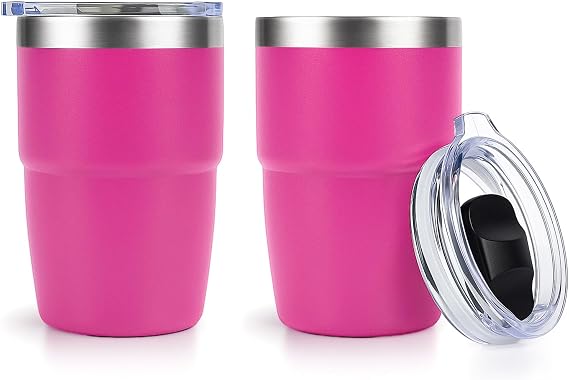 Zenbo 8 oz Stackable Espresso/Coffee Cups with Magnetic Lid, Ceramic-Lined