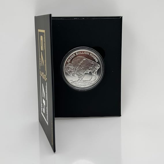 ELEMENT4779 Magnetic Lid Display Gift Box with 1 oz Silver Buffalo Round | Keepsake, Memento or Souvenir