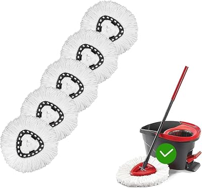 [ 5 Pack ]Mop Heads Replacements, Spin Mop Replacement Head Deep Cleaning Machine Washable and Easy-to-Replace,Spin Mop Refill Replacement Head 100% Microfiber,Mop Head Compatible with O Ceda EasyWrin