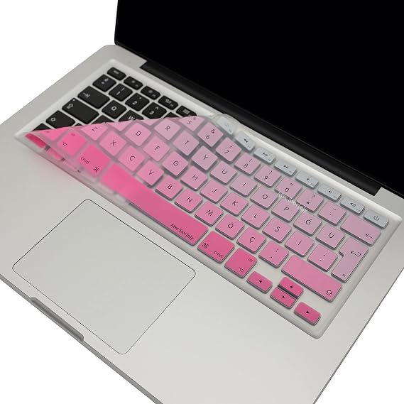 McStorey MacBook Türkçe Q Klavye Koruyucu Silikon, MacBook Air 13.3 A1369 A1466, MacBook Pro 13.3 A1278, Pro 15.4 A1286 A1398, Pro 17 A1297, Pembe
