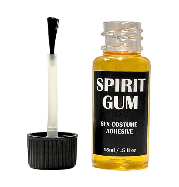 Spirit Gum Adhesive 0.5 oz (15 ml) with Brush - Special Effects Makeup, SFX Prosthetic Adhesive, Wigs, Cosmetic Glue Theatrical Makeup Halloween Stage SFX