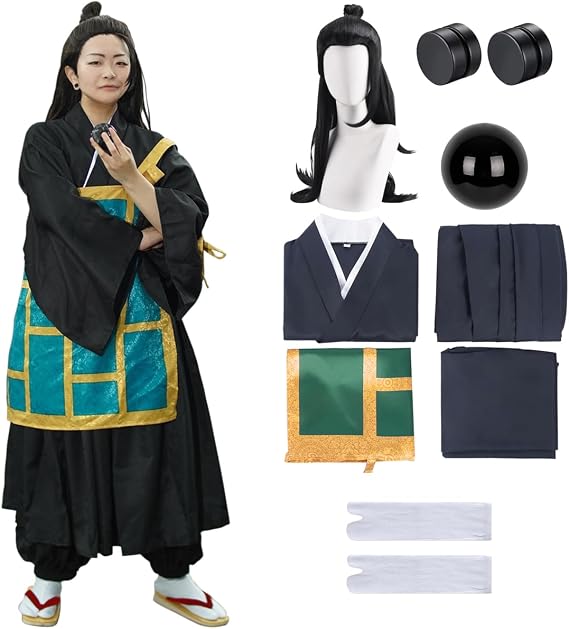 Full Set Anime Geto Suguru Cosplay Costume Party Role Outfit Wig Socks