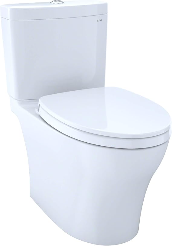 TOTO Aquia IV Two-Piece Elongated Dual Flush 1.28 and 0.9 GPF Universal Height Toilet with CEFIONTECT, WASHLET+ Ready, Cotton White - MS446124CEMFGN#01
