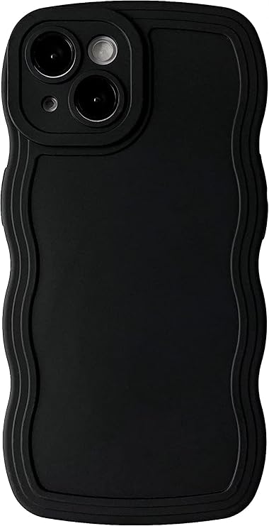 Case for Vivo V25 5G,Vivo V25E 4G Case,Solid Cute Curly Wave Frame Shape Shockproof Bumper Soft Silicone Protective Phone Case for Vivo V25 5G V2202/V25E 4G V2201 (Black)