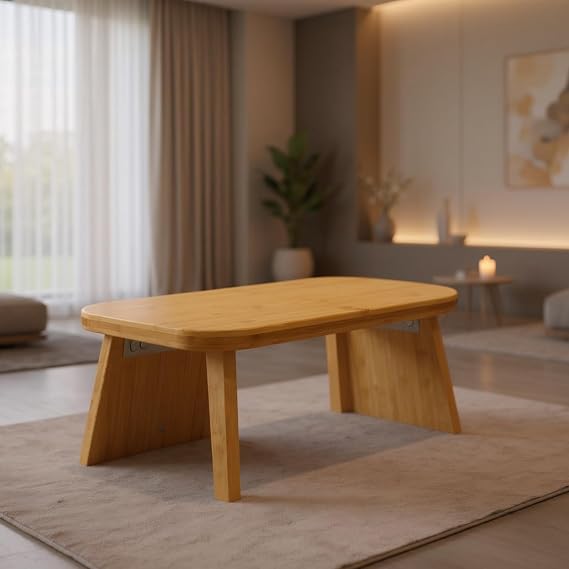 Relaxus Yogi Lotus Folding Meditation Bench Ergonomic Bamboo Seated Stool for Kneeling Prayer and Yoga Includes Travel Carrying Case Portable Angled Seat for Knee and Back Relief
