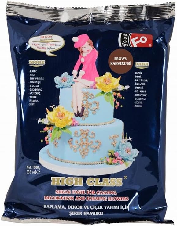 FO Kahverengi High Class Kaplama, Dekor ve Çiçek Yapımı için Şeker Hamuru 1 kg