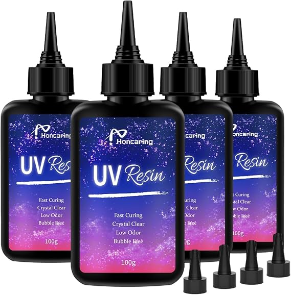 Honcaring UV Resin 400g, Hard Type UV Resin Kit for Craft Jewelry Making