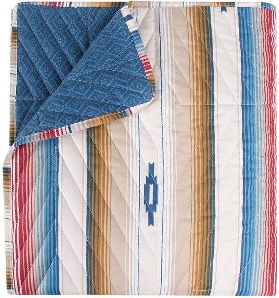 Greenland Home Barefoot Bungalow Painted Desert - Southwest Stye - Reversible - Quilted Throw Blanket, 50 x 60 inches, Sapphire